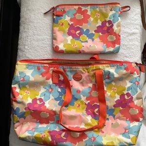 Coach Getaway packable floral tote and makeup bag